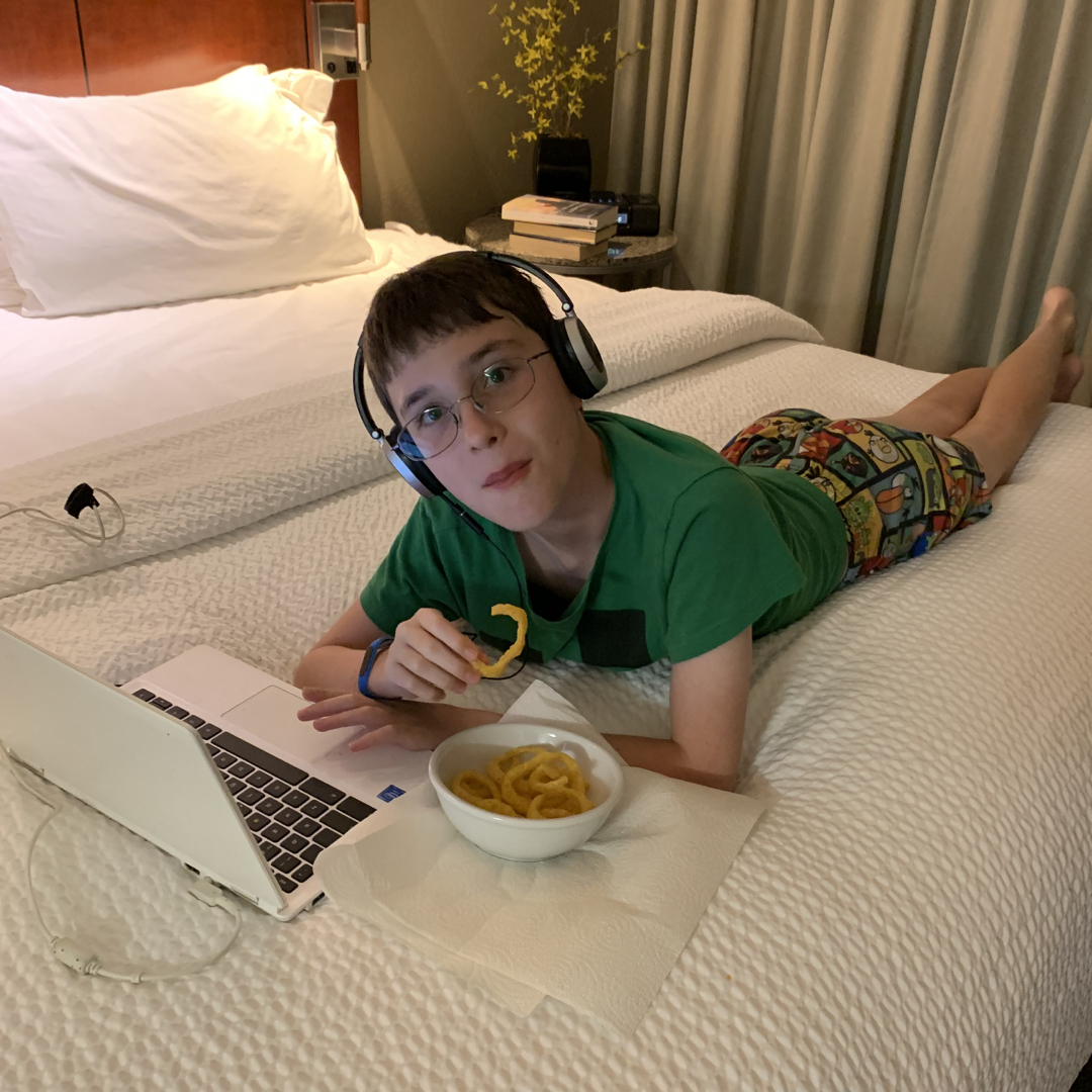 Relaxing with a snack