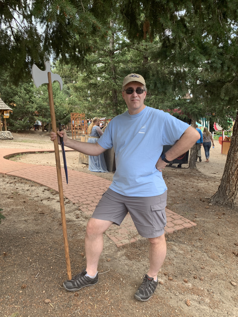 Dad guards the path