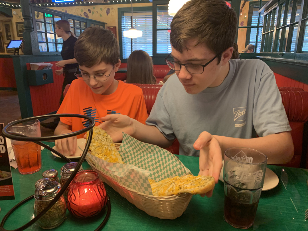 A very large garlic bread