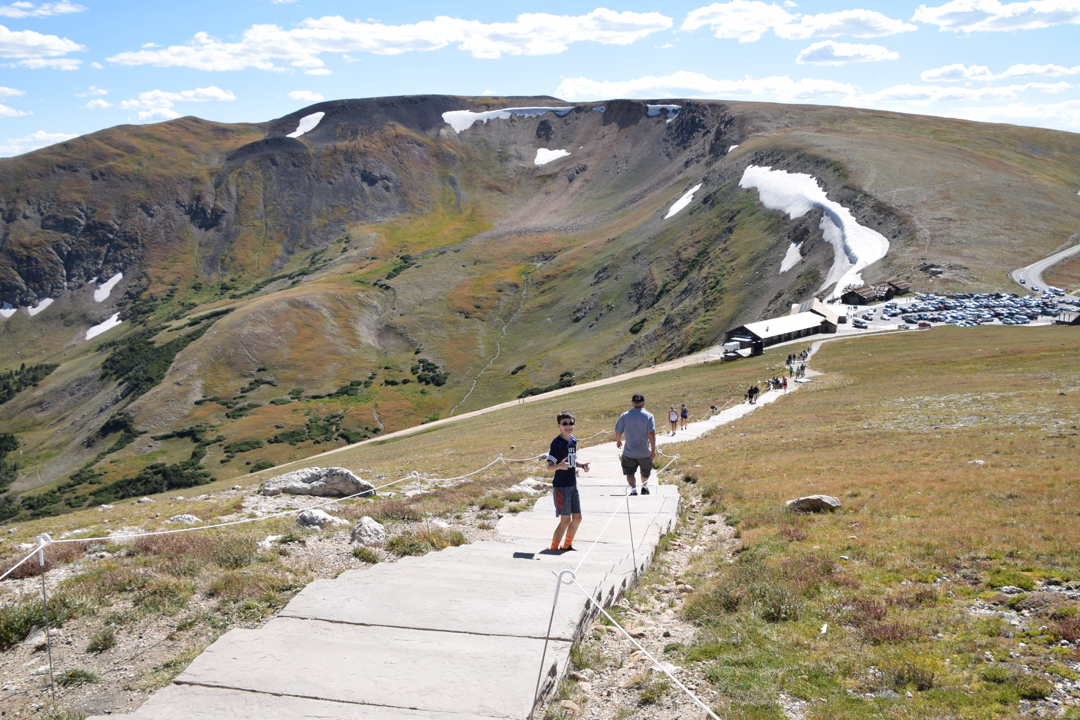 Heading back to the visitors' center with Fall River Cirque in the background