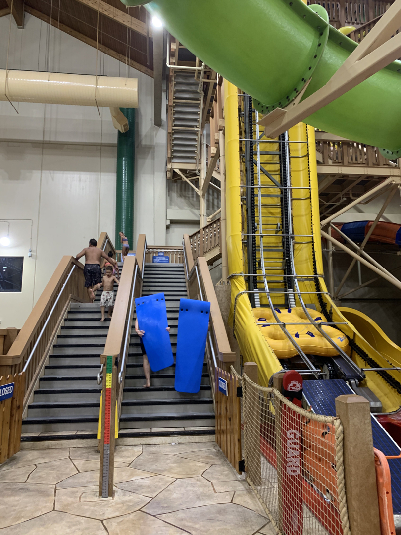 Up they go to the racing slide