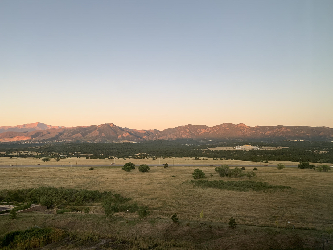 Not a bad view of Pikes Peak and the Air Force  Academy from our hotel window