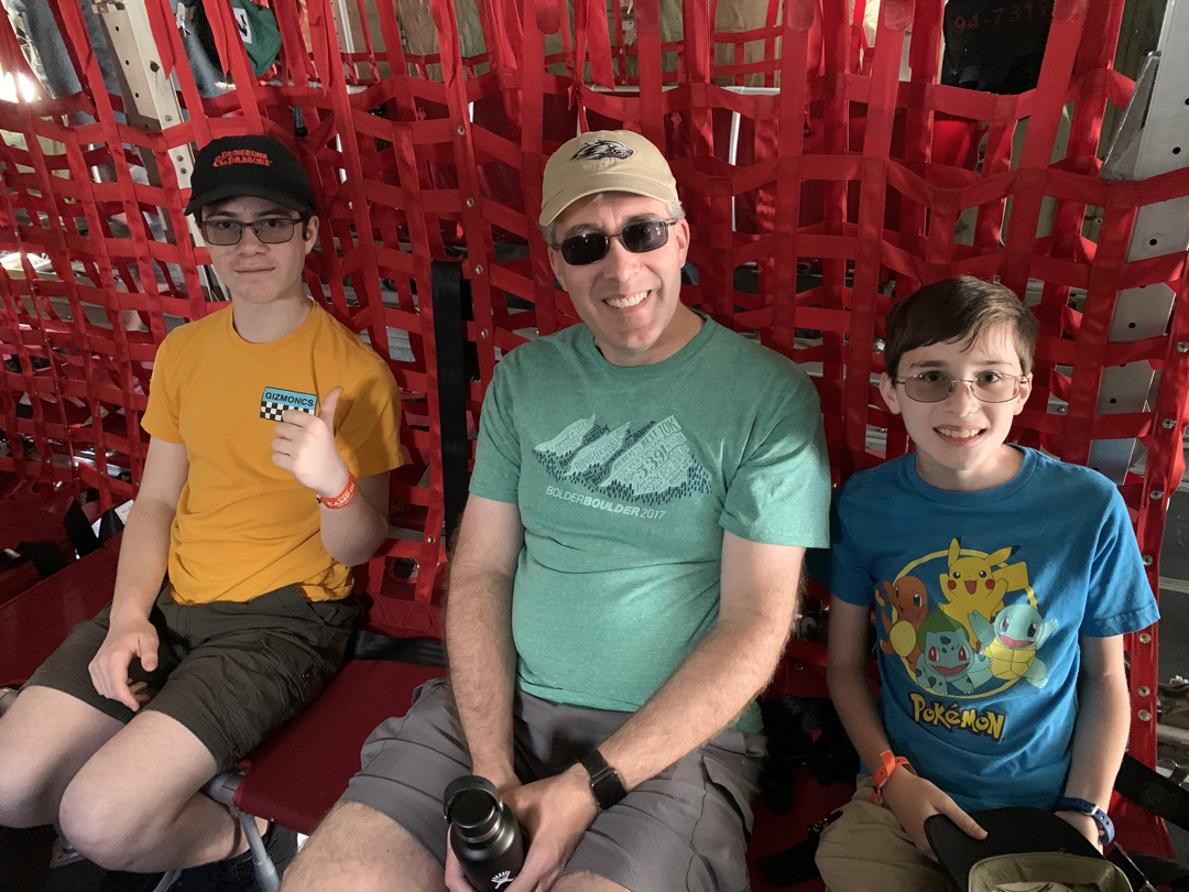 In the cargo hold of the C-130