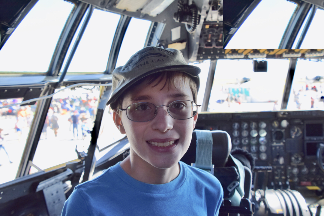 In the cockpit of the C-130