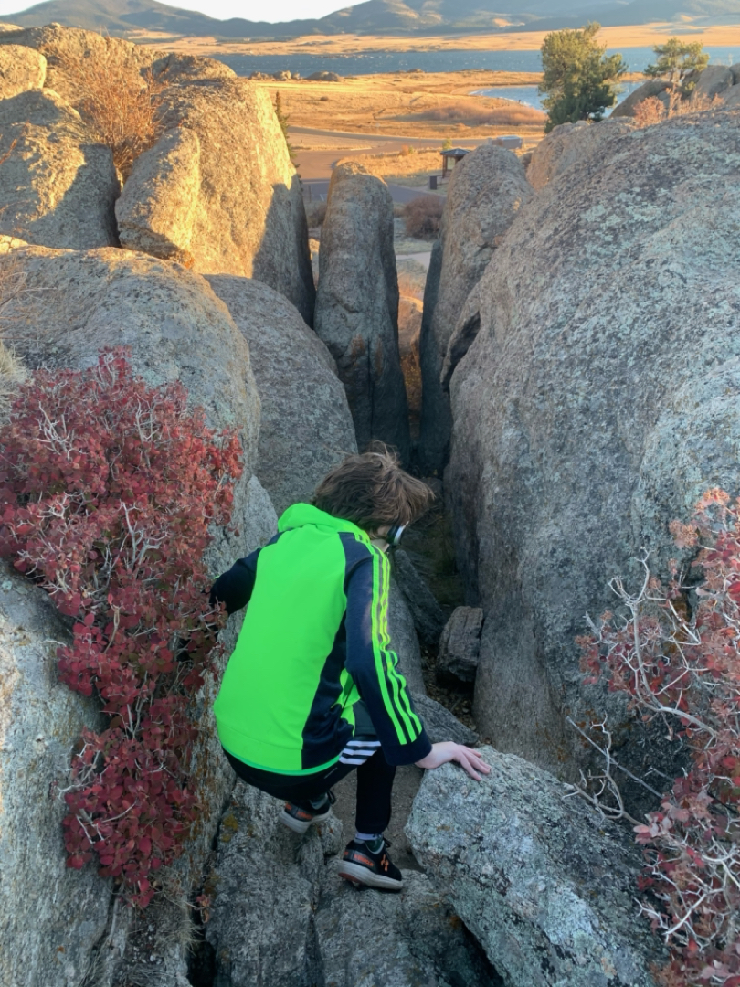 Ted treks a rocky trail