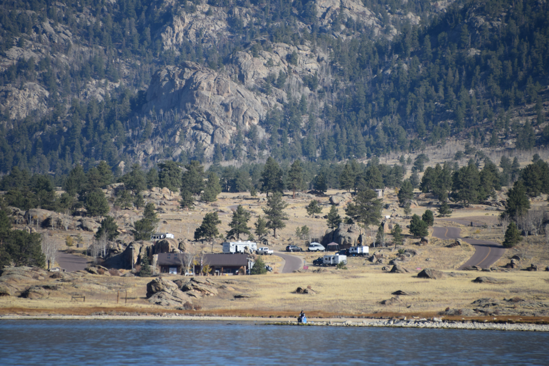 Looking at our campsite from the water