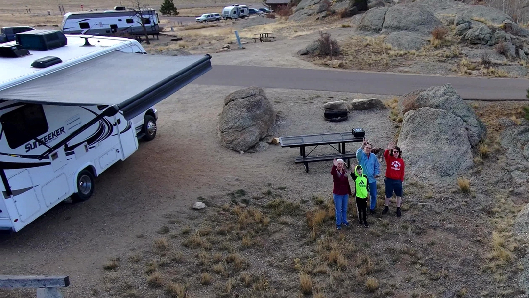 Campsite drone shot