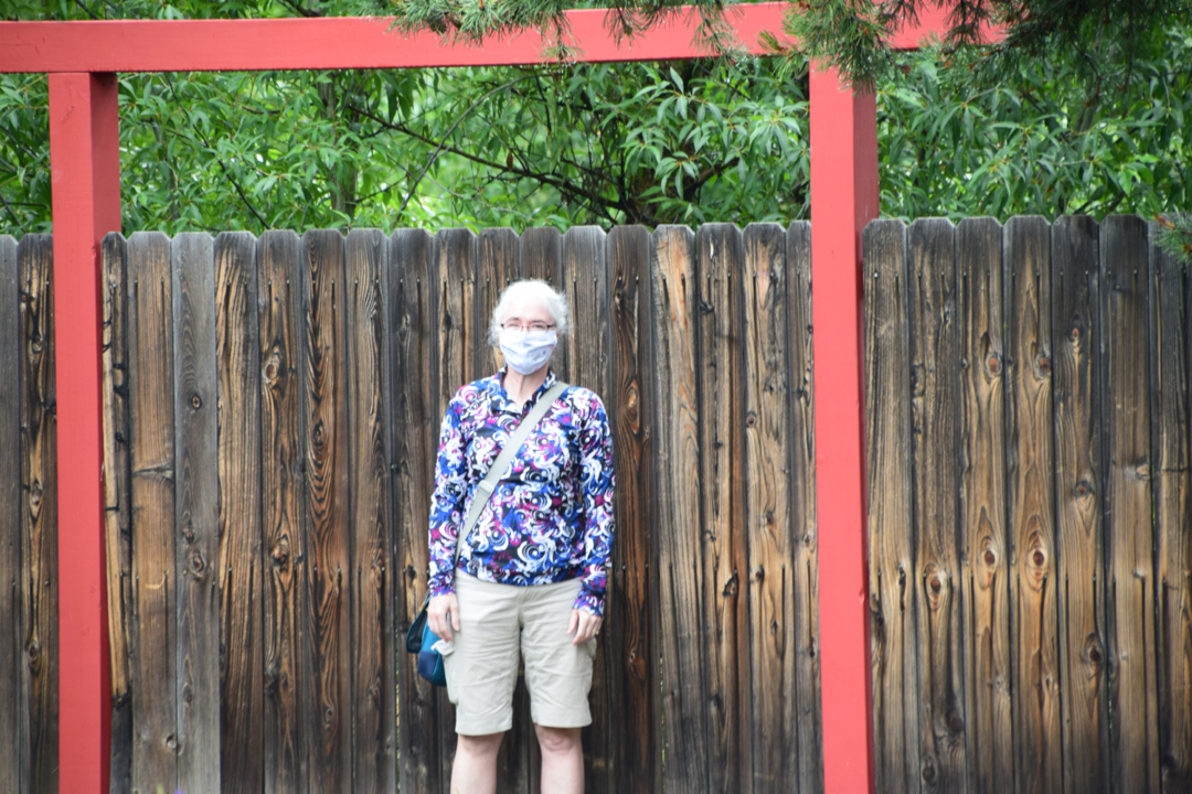Mom in the Buddhist garden