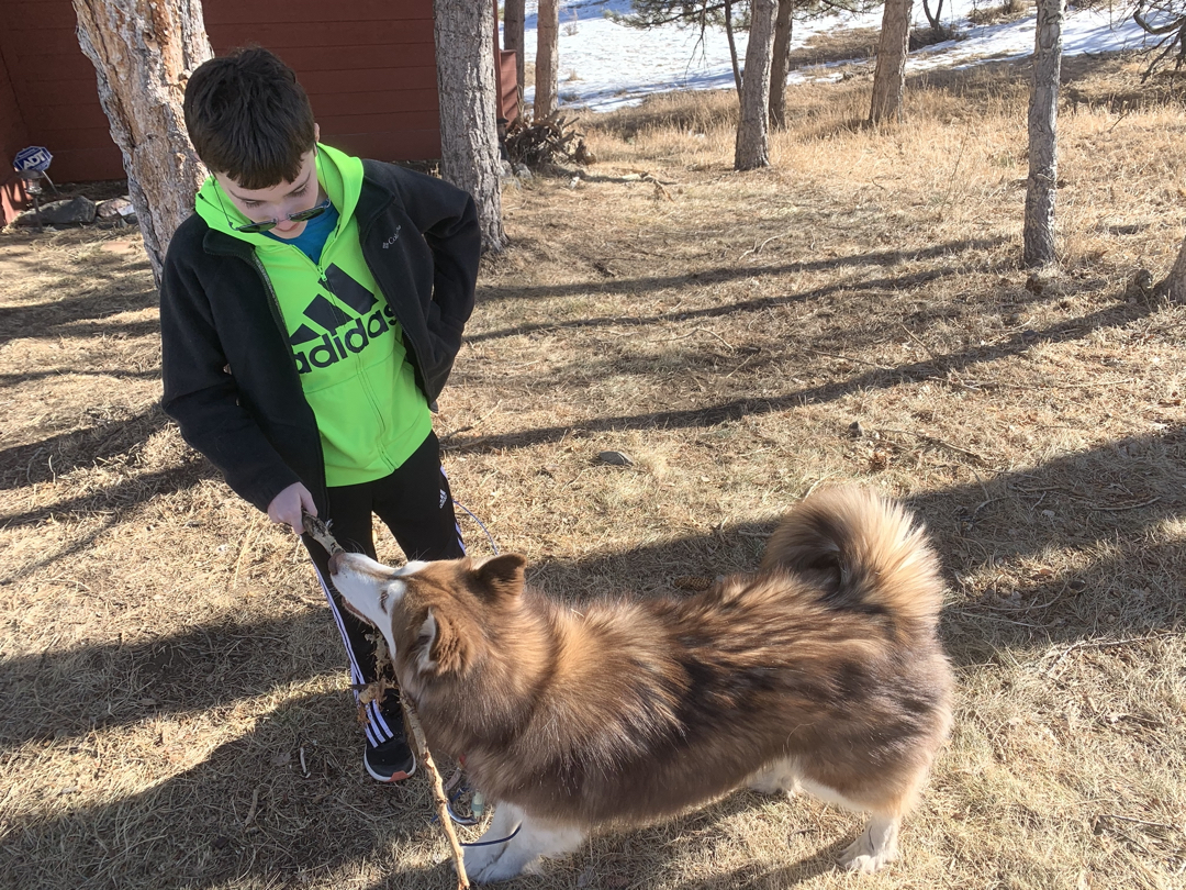 Ted and his new fluffy friend, Kona