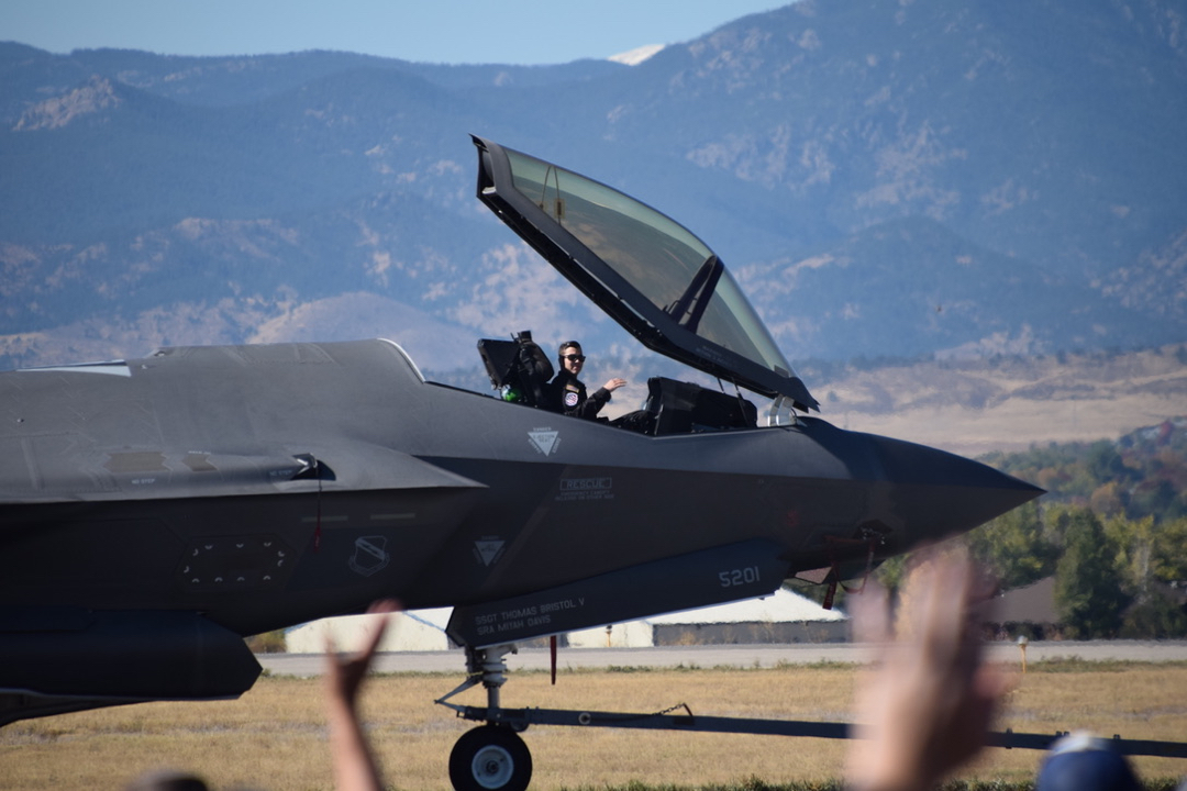 The F-35 A Lightning II saunters by