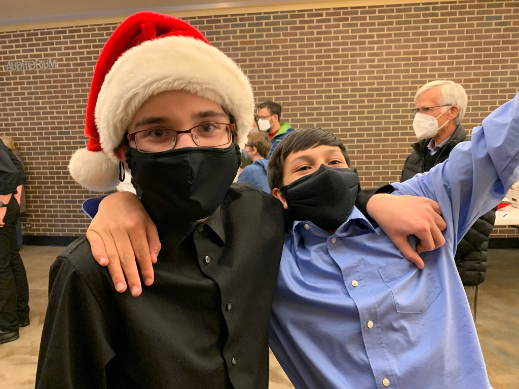 Ted and his buddy are ready for the holiday concert