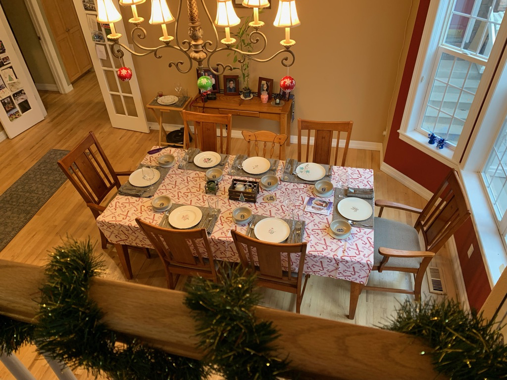 Setting the table for Christmas Eve dinner