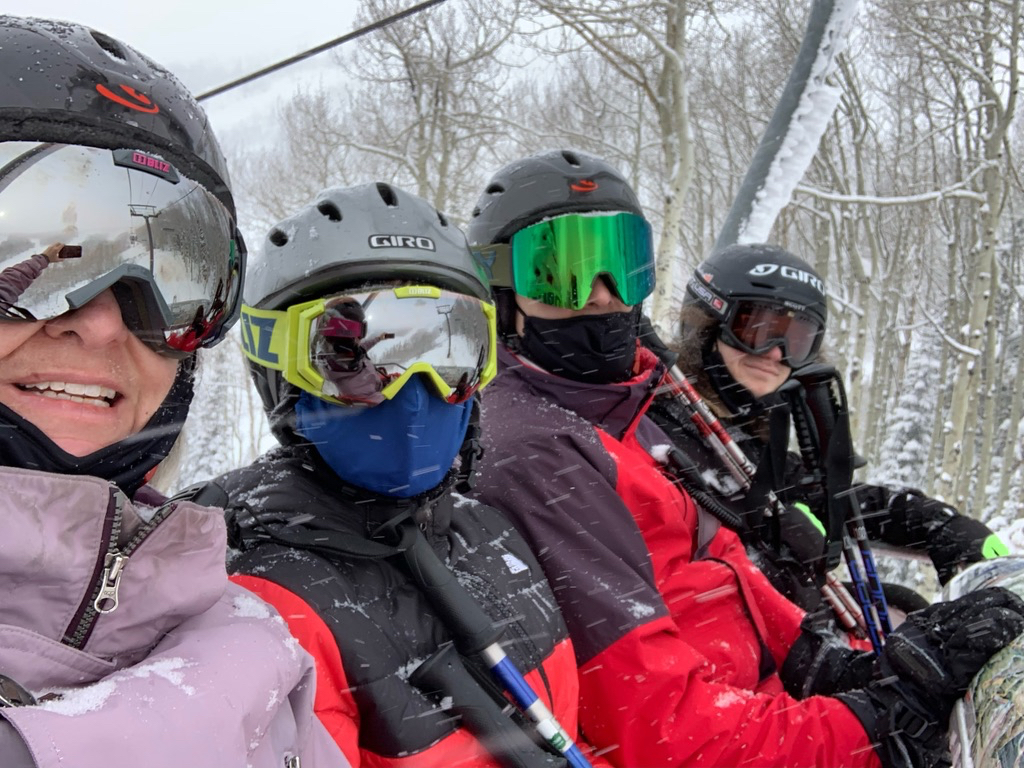 Up the lift in the snow