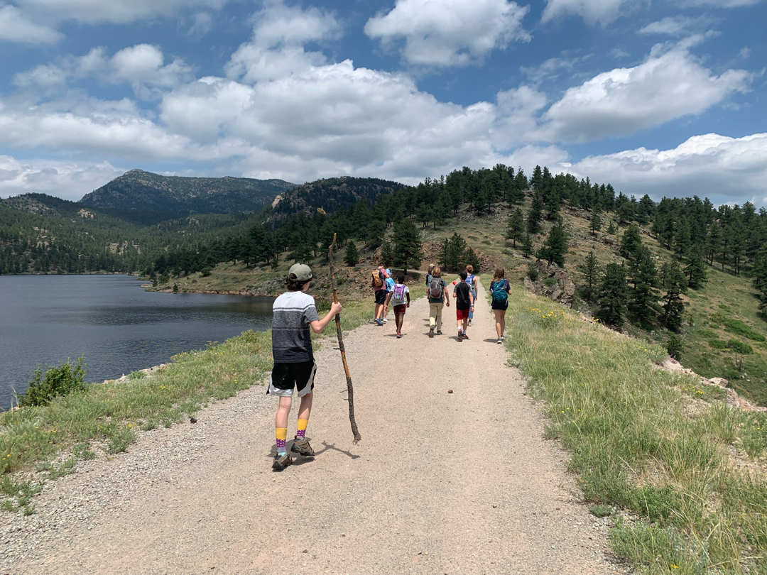 Hiking across Button Rock Dam