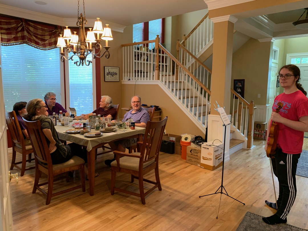 A serenade after Ted's birthday BBQ