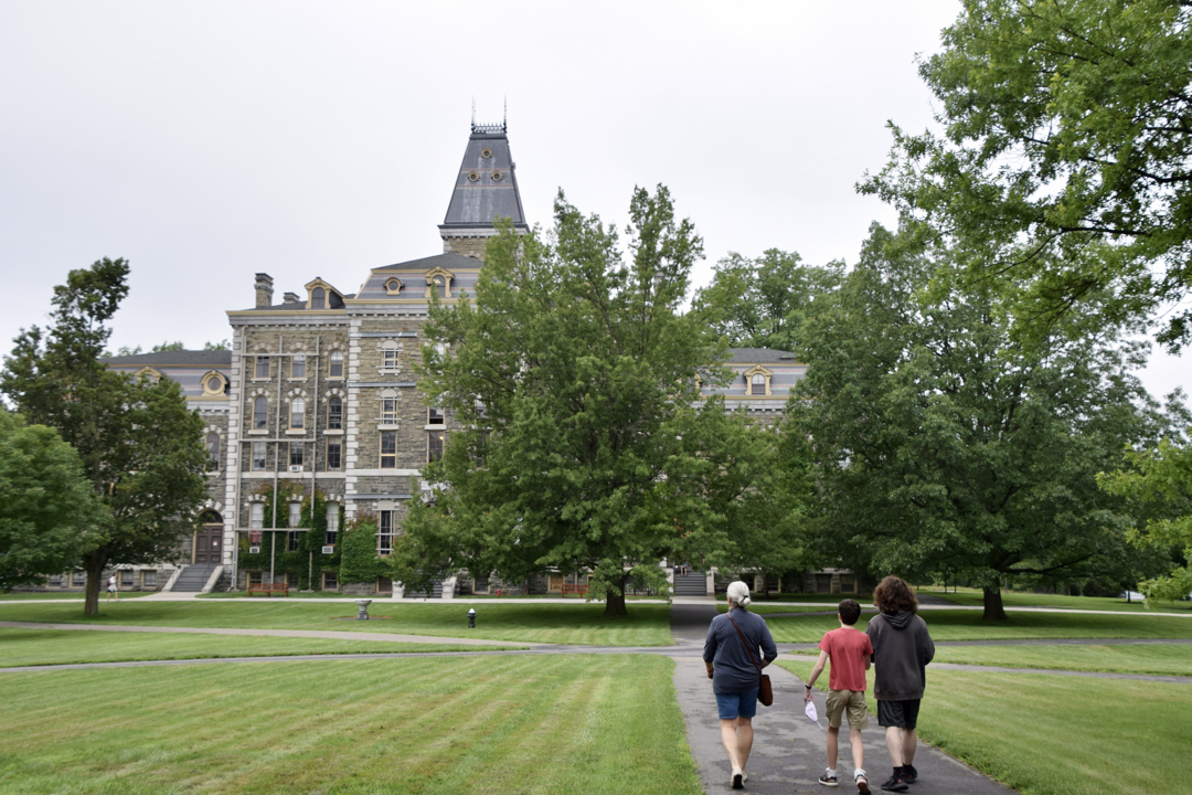 Walking across Cornell's Arts Quad