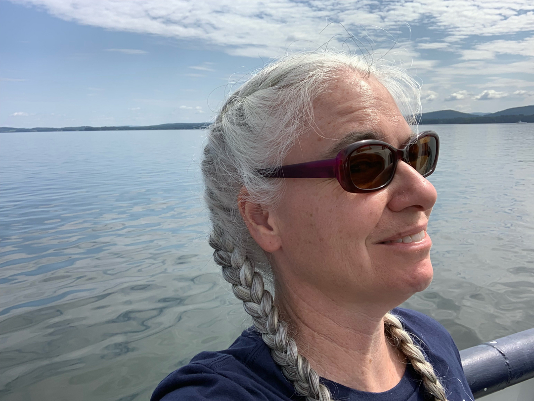 Selfie on a ferry with French braids