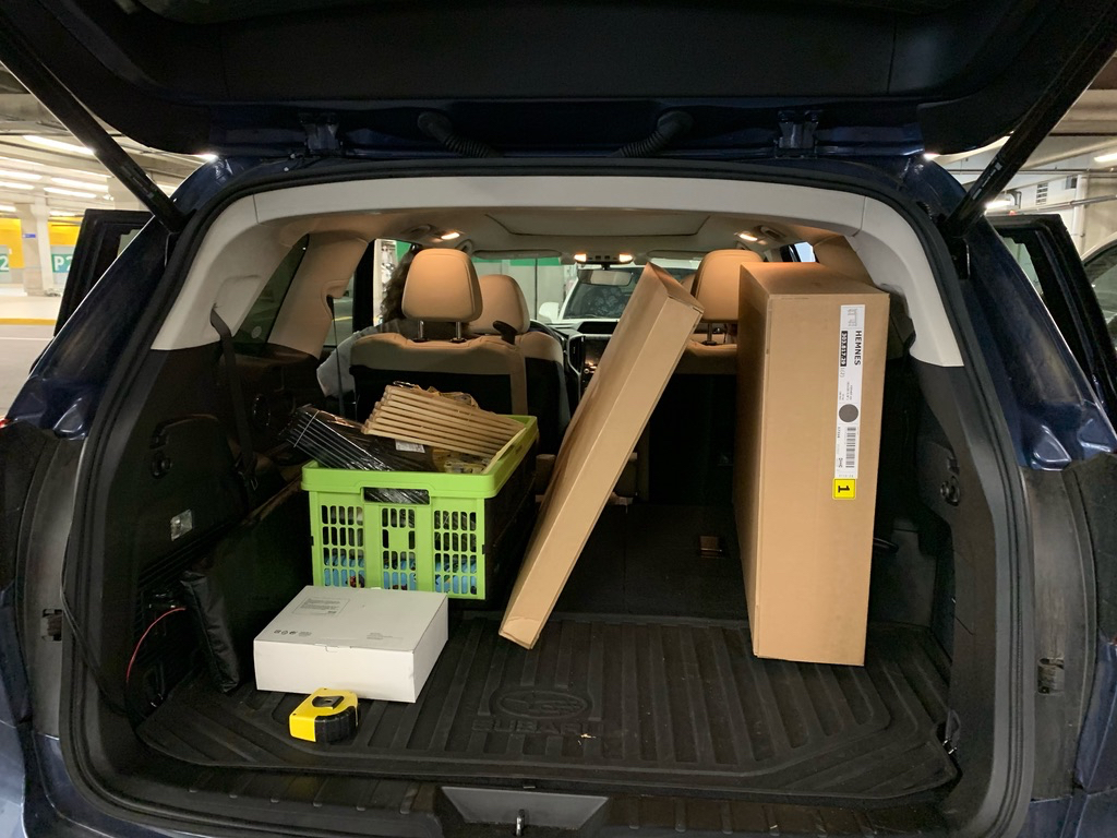 Ted's new desk from IKEA fit in the back of the car!