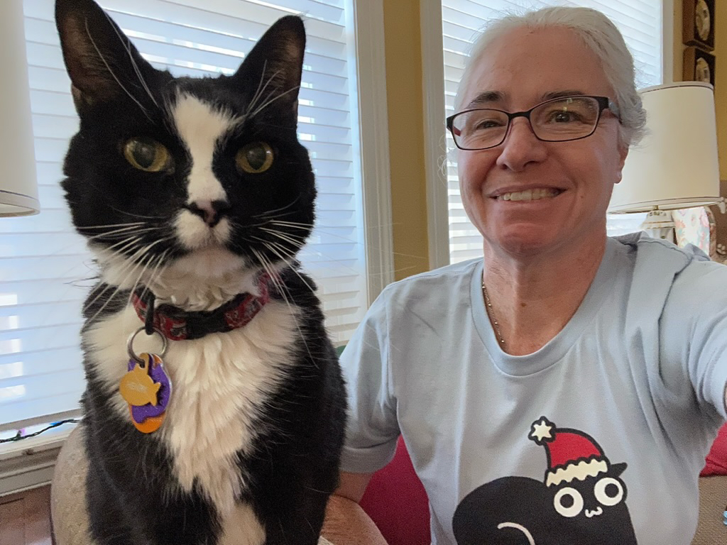 Henry is unimpressed with my seasonal shirt