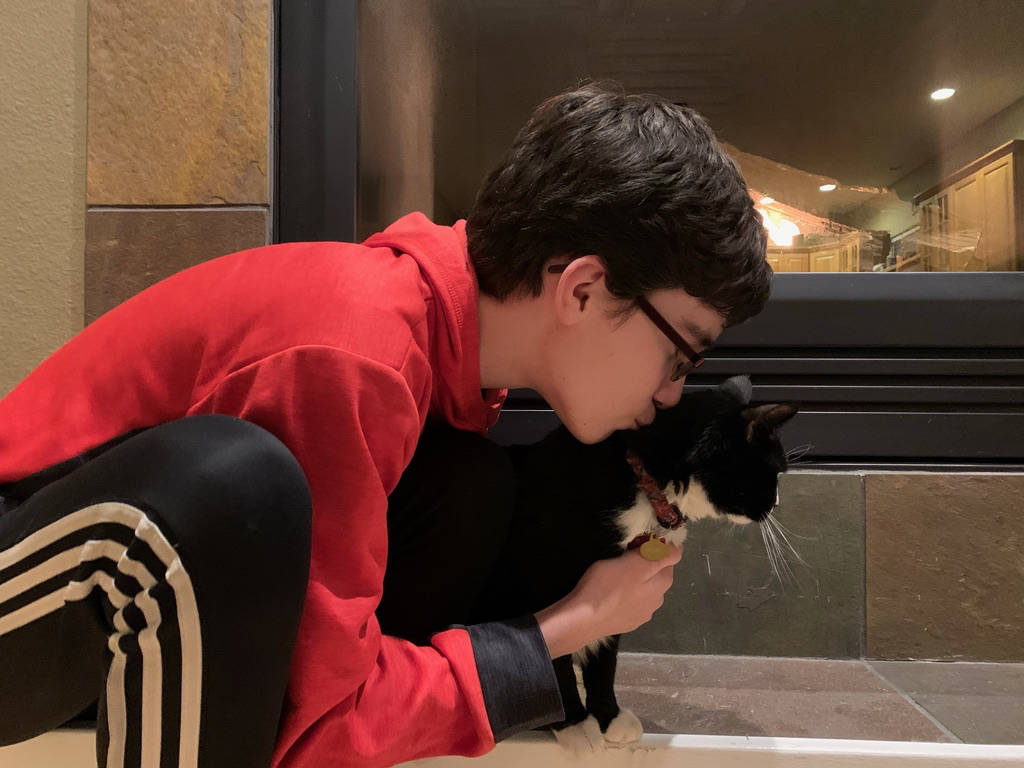 Boy and cat