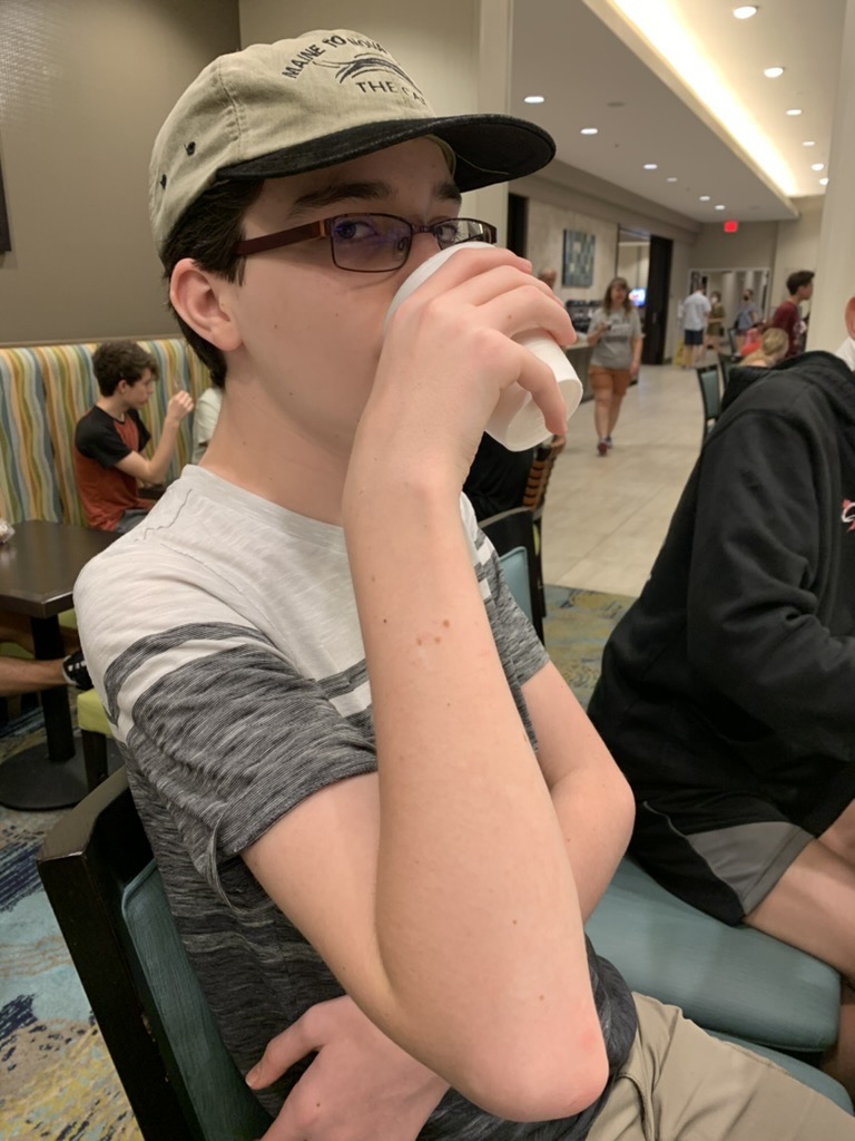 A little sleepy at breakfast