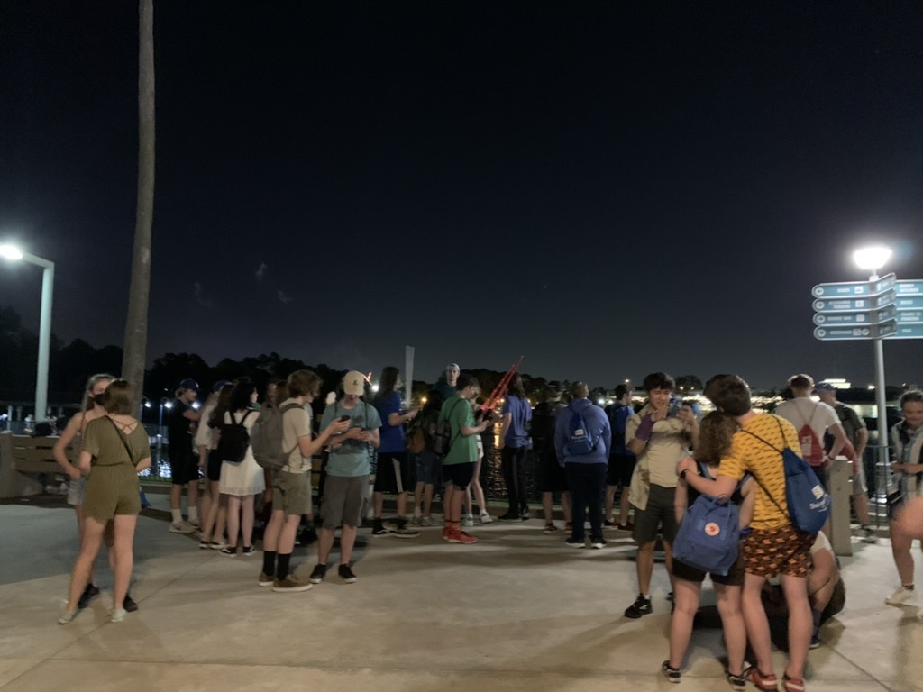 Band kids meeting up to leave Hollywood Studios