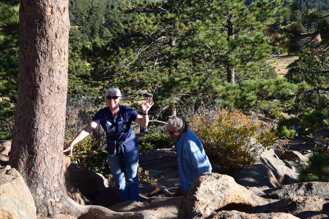 Climbing up a rock