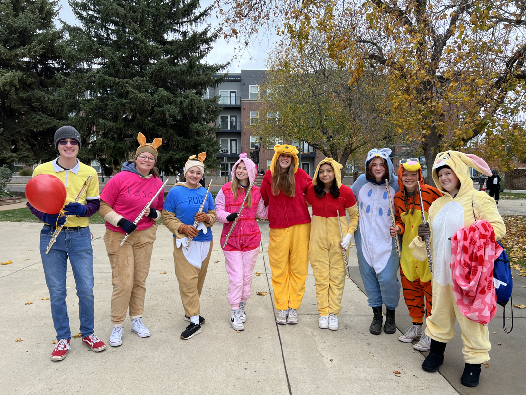 Hundred Acre Woods gang at the frigid Halloween parade