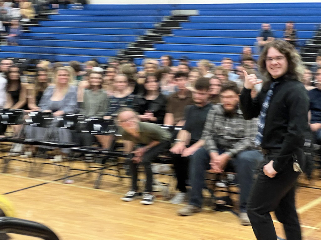 This is a terrible picture but he's rocking out!