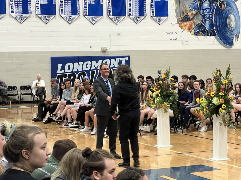 Shaking the principal's hand