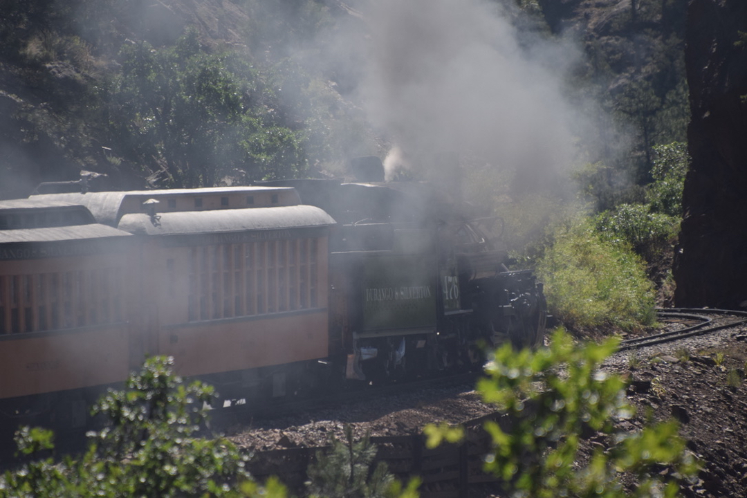 Working hard up the steep grades