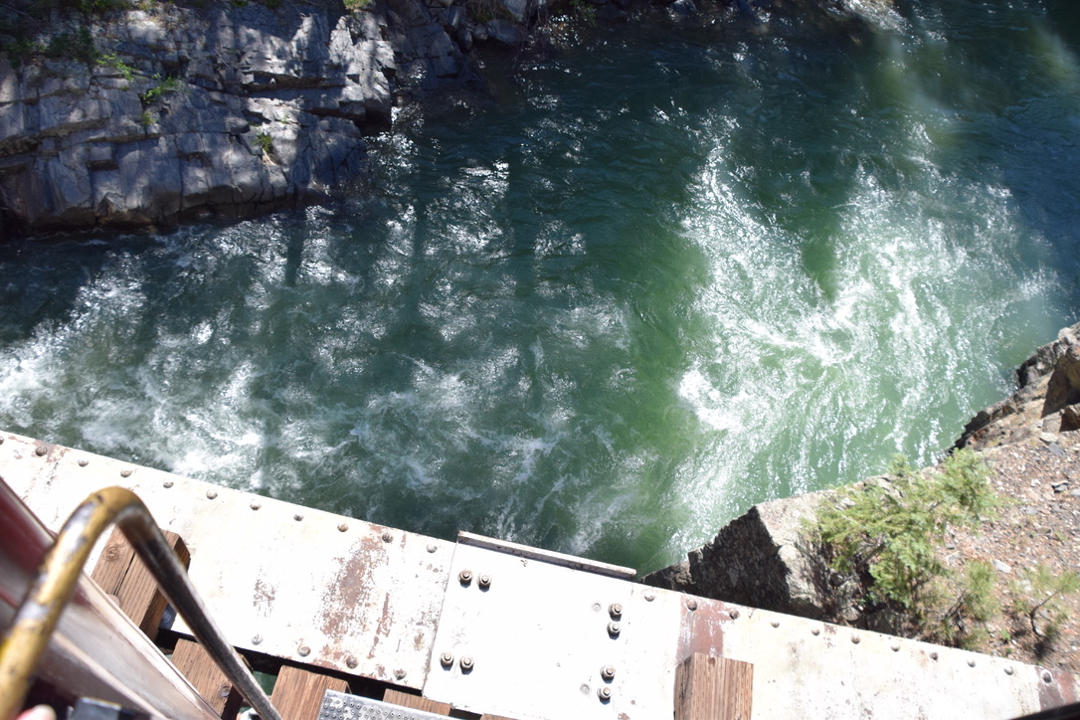 Steep drop from the bridge over the Animas