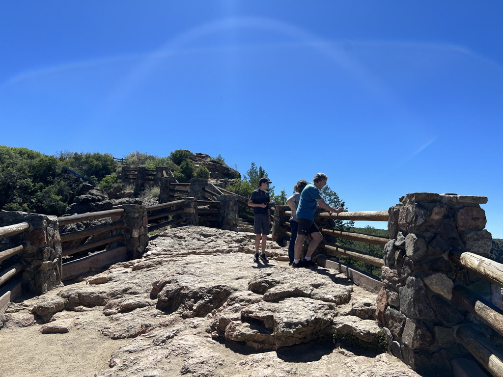 Looking down at the canyon