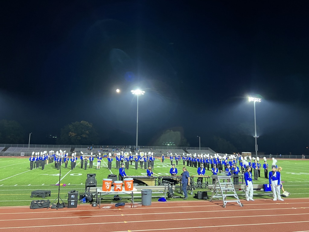 Band takes the field  for the Homecoming game halftime show