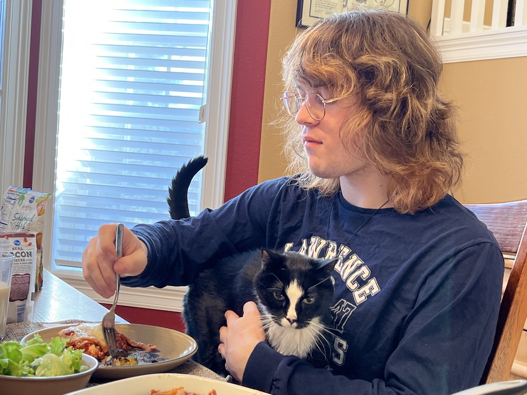 Happy his kid is home