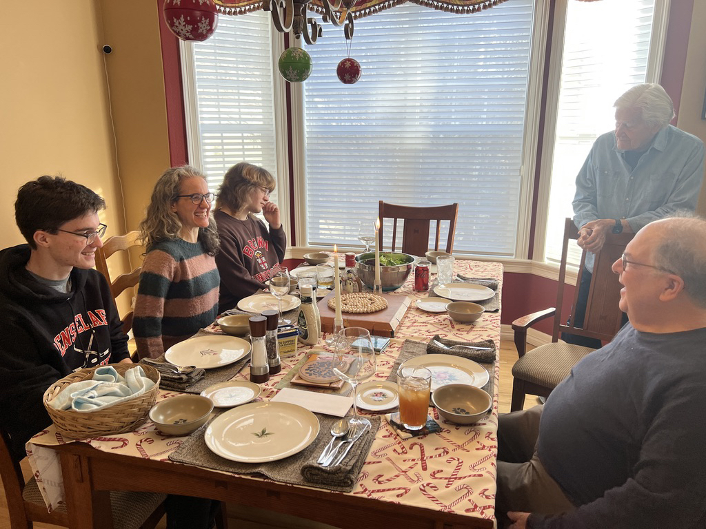 Getting ready to eat on Christmas Eve