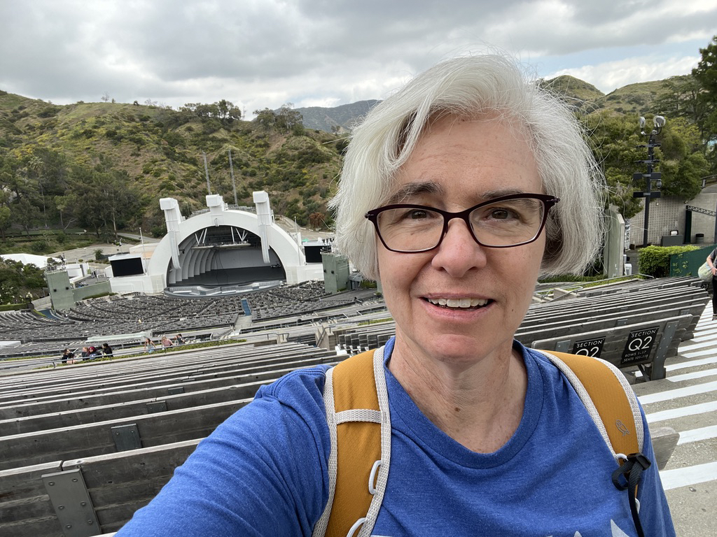 Winded after walking up all the steps at the Hollywood Bowl