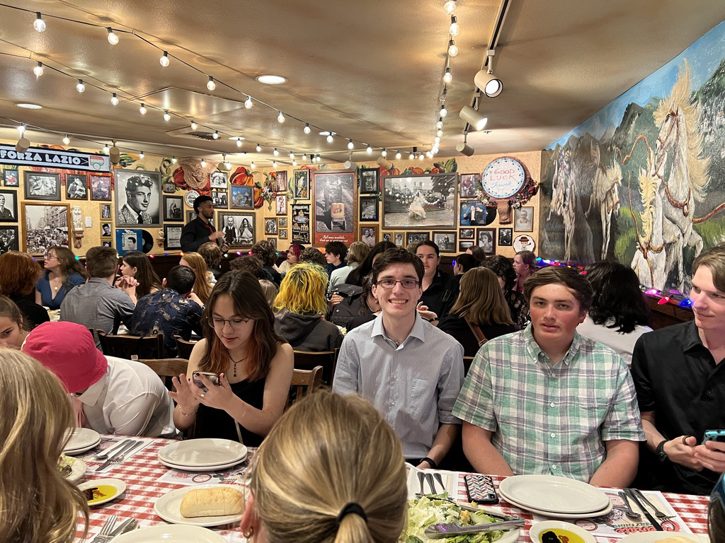 All of us eating at Buca di Beppo