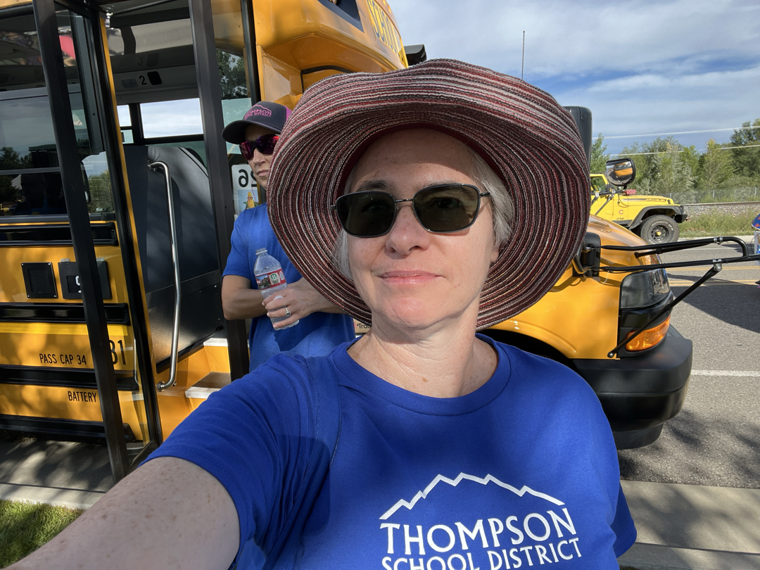 Mom gets to march in a parade - the Loveland Corn Roast Parade