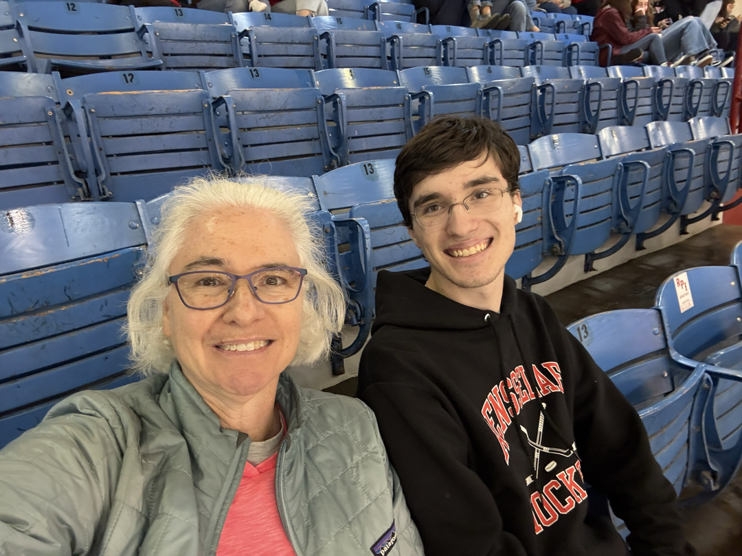 Cheering on the women's hockey team