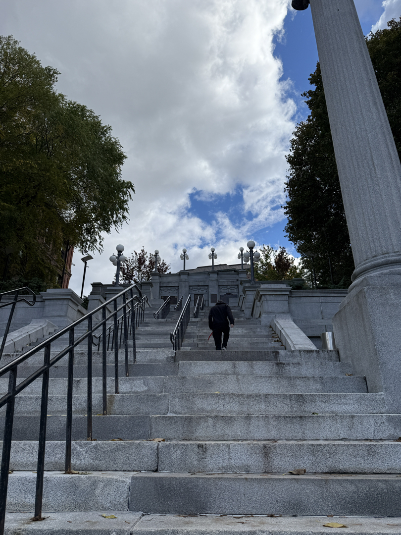 Ted way ahead of me back up the stairs from downtown Troy to RPI