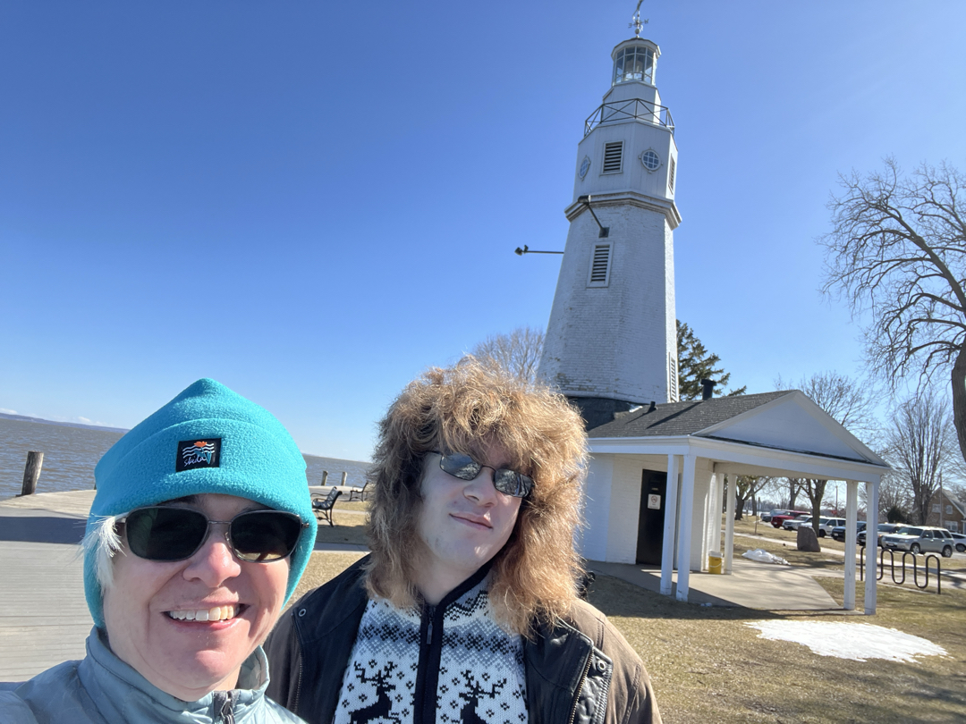Cold and windy at the lighthouse on Lake Winnebago