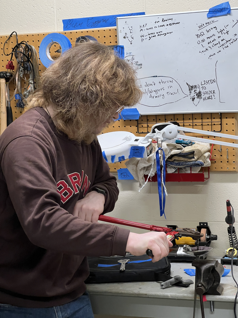 Tim at work in the fencing office at Lawrence