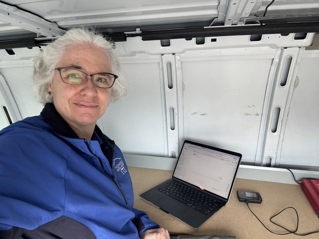 Manning the mobile repair van at work