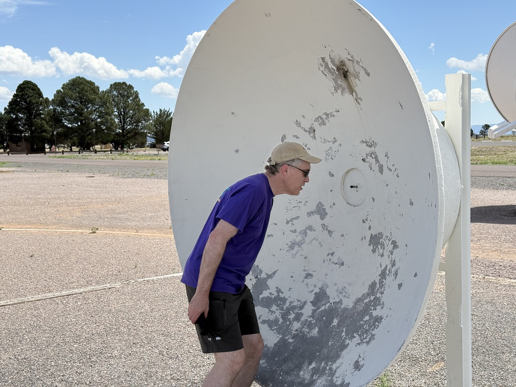 Jeff talking to Ted through a dish on the self-guided tour of the Very Large Array