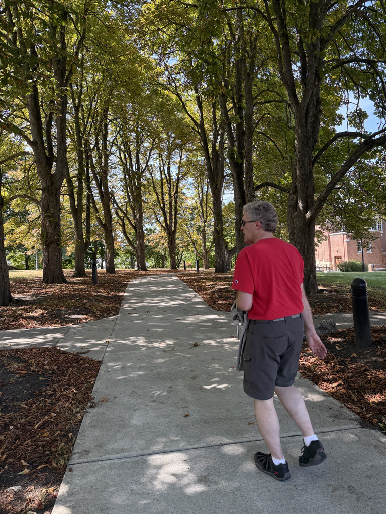 Traipsing along a shady path at RPI