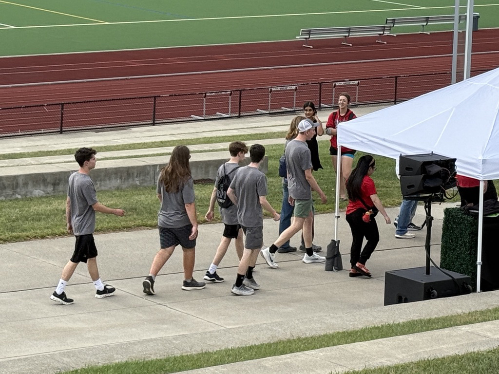 Ted arrives at the RPI stadium for a group picture